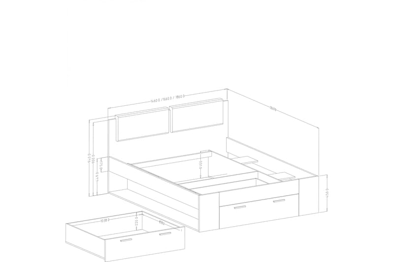 Sängram 160x200 cm - Askgrå|Vit - Sängram & sängstomme
