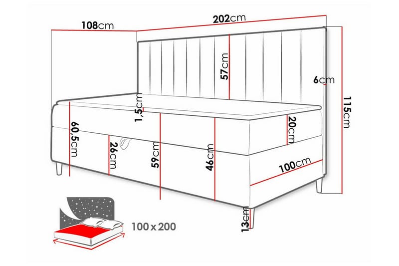 Sängram Boisdale 100x200 cm - Möbler - Säng - Sängram & sängstomme