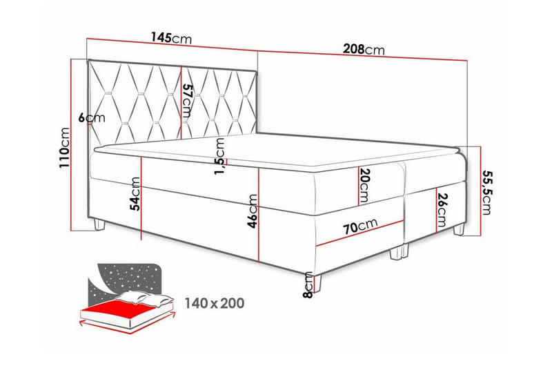 Sängram Boisdale 140x200 cm - Sängram & sängstomme