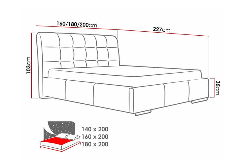 Sängram Boisdale 160x200 cm - Möbler - Säng - Sängram & sängstomme