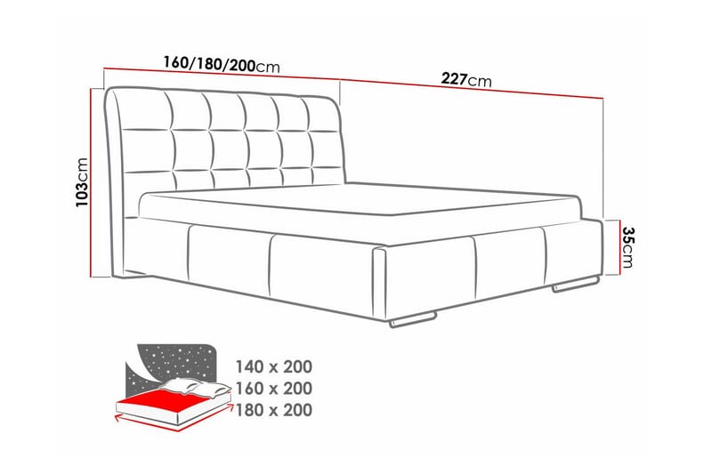 Sängram Boisdale 160x200 cm - Möbler - Säng - Sängram & sängstomme