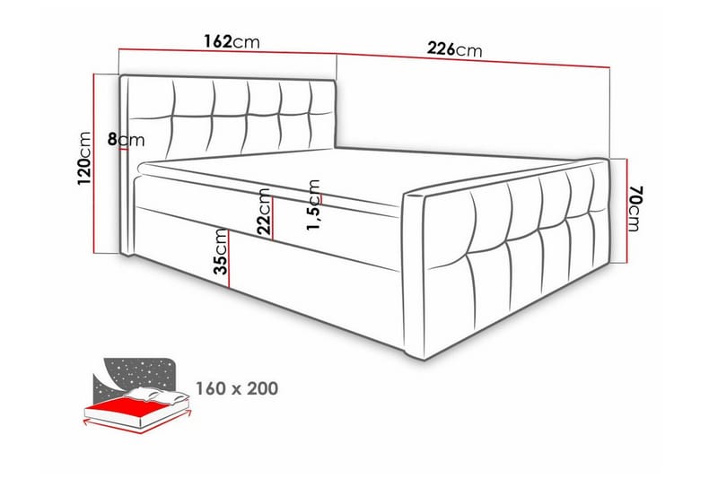 Sängram Boisdale 160x200 cm - Sängram & sängstomme