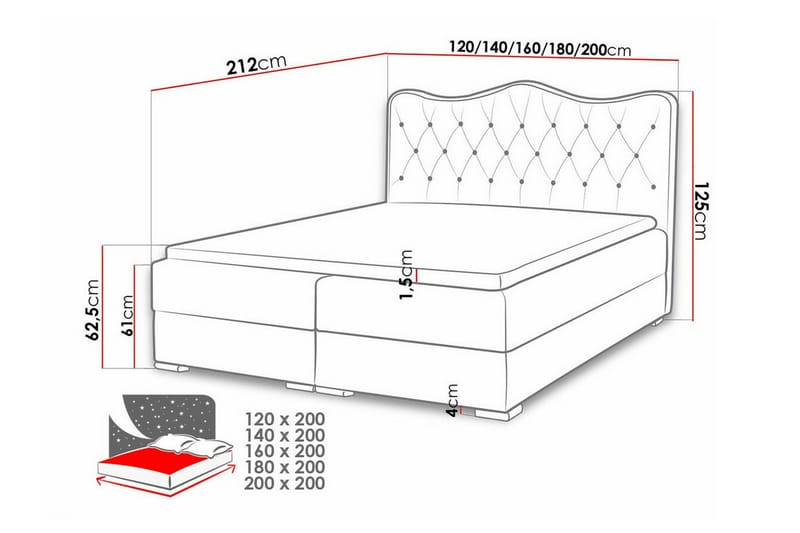 Sängram Boisdale 160x200 cm - Sängram & sängstomme