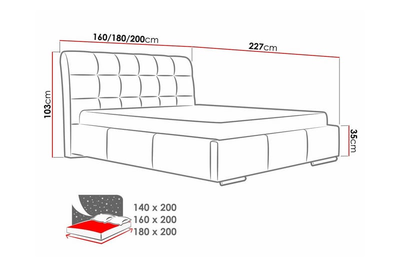 Sängram Boisdale 180x200 cm - Möbler - Säng - Sängram & sängstomme