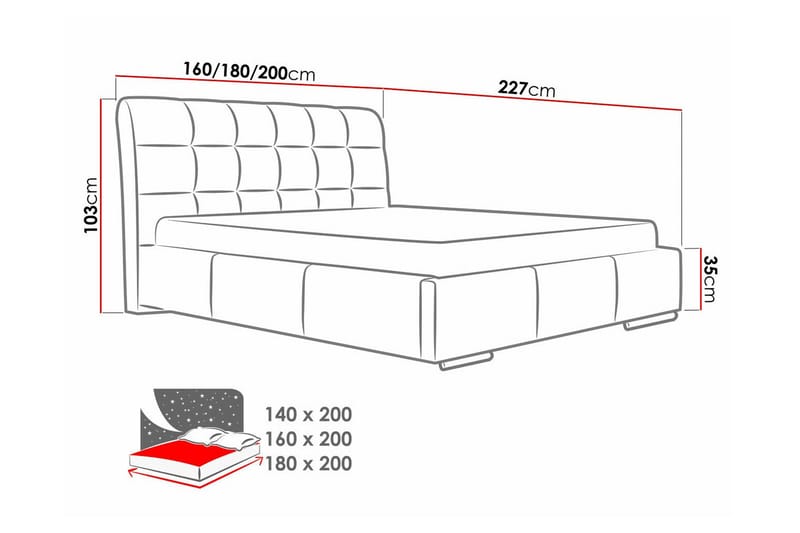 Sängram Boisdale 180x200 cm - Möbler - Säng - Sängram & sängstomme