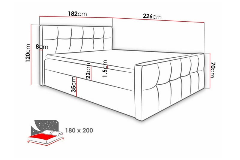 Sängram Boisdale 180x200 cm - Sängram & sängstomme