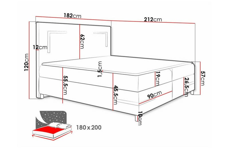 Sängram Boisdale 180x200 cm - Sängram & sängstomme