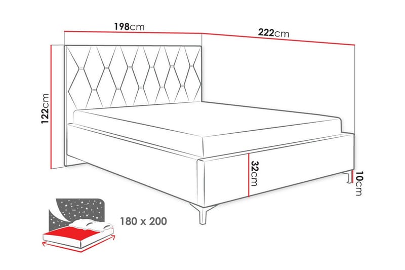 Sängram Boisdale 180x200 cm - Möbler - Säng - Sängram & sängstomme