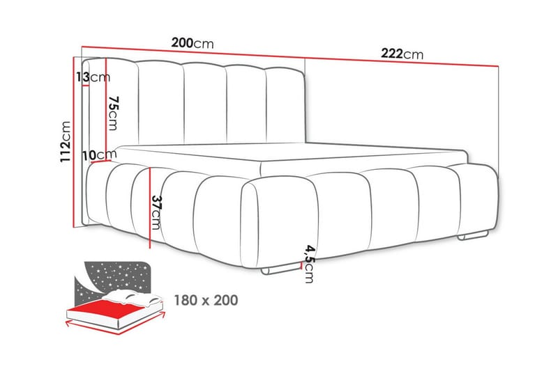 Sängram Cleaton 180x200 cm - Sängram & sängstomme
