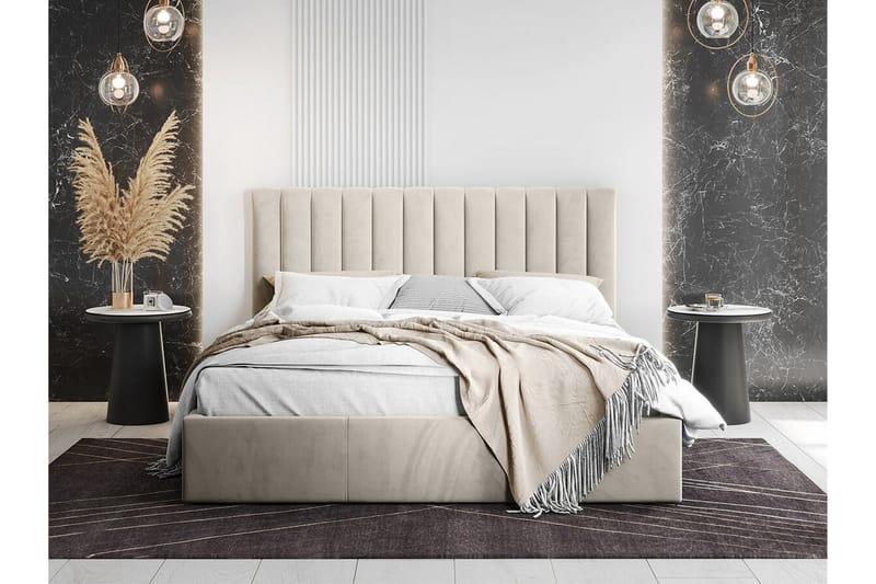 Sängram Derry 160x200 cm - Cream - Möbler - Säng - Sängram & sängstomme