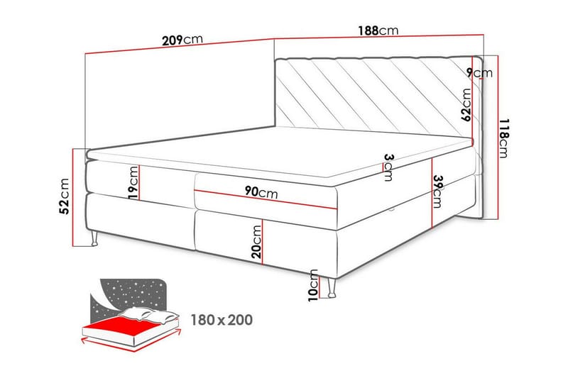 Sängram Derry 180x200 cm - Sängram & sängstomme