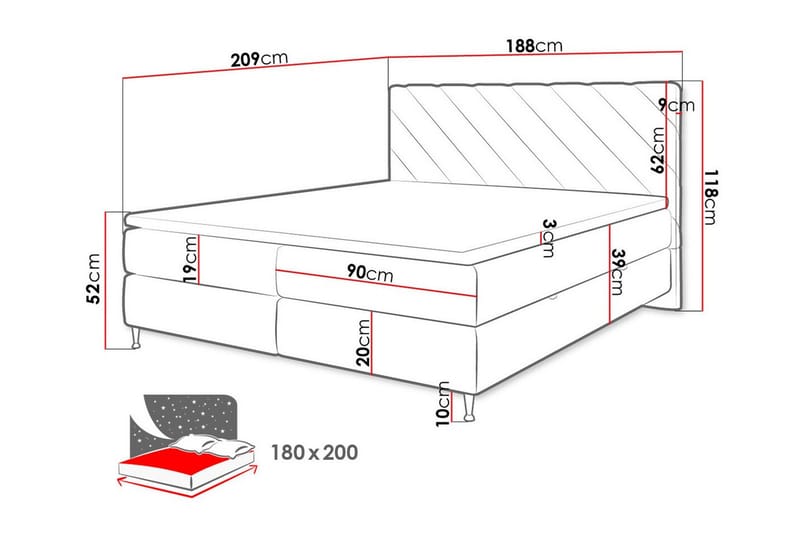 Sängram Derry 180x200 cm - Sängram & sängstomme