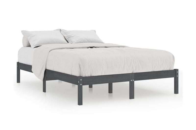 Sängram grå massiv furu 120x190 cm - Grå - Sängram & sängstomme