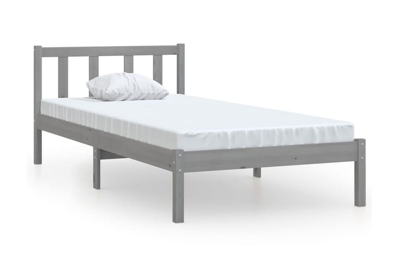 Sängram grå massiv furu 75x190 cm - Grå - Sängram & sängstomme