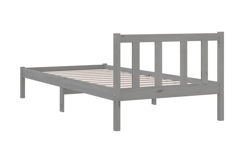 Sängram grå massiv furu 75x190 cm - Grå - Sängram & sängstomme