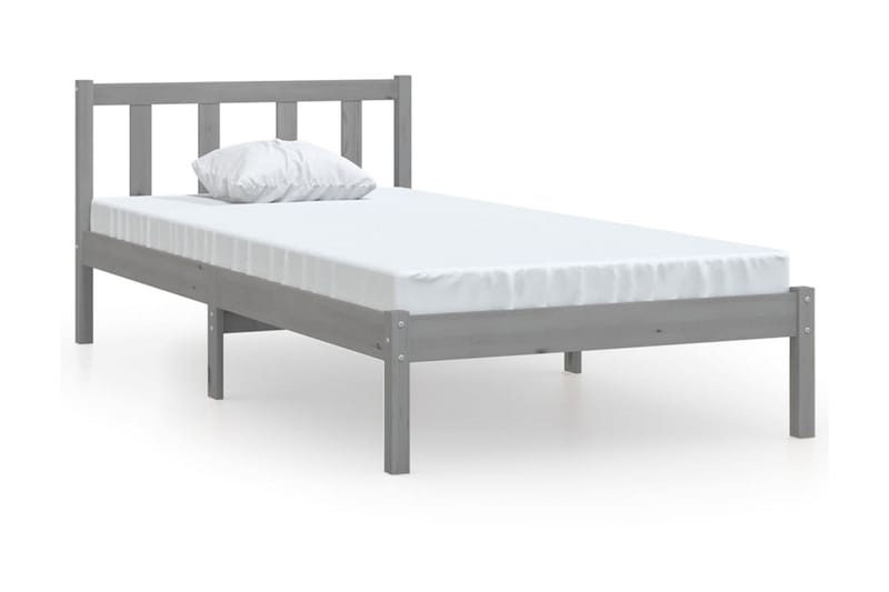 Sängram grå massiv furu 90x200 cm - Grå - Sängram & sängstomme