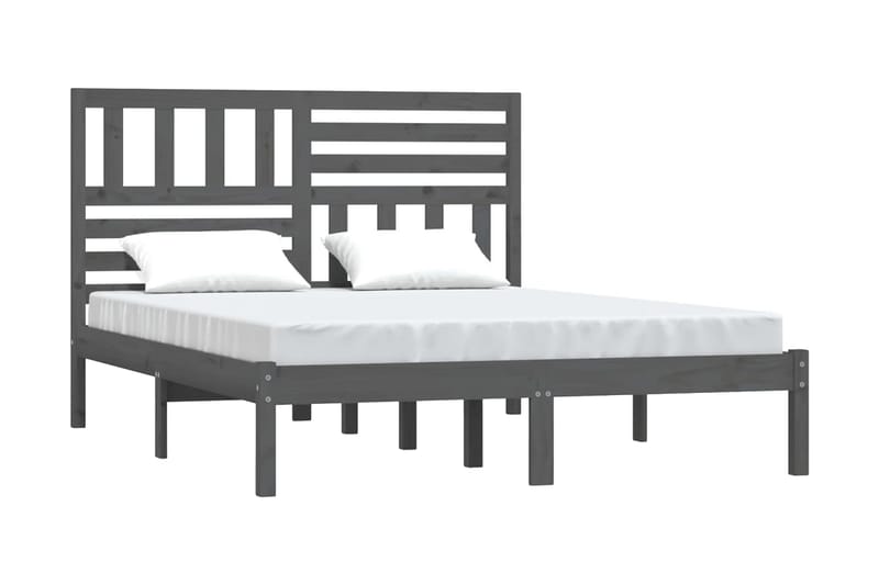 Sängram grå massivt furu 160x200 cm - Grå - Sängram & sängstomme