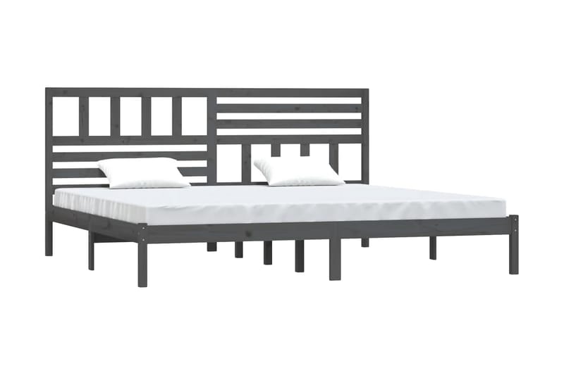 Sängram grå massivt furu 180x200 cm - Grå - Sängram & sängstomme