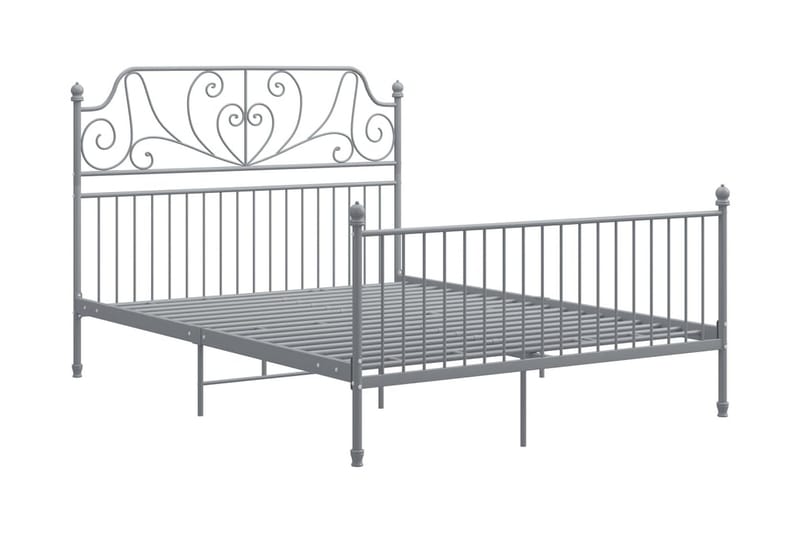 Sängram grå metall och plywood 140x200 cm - Grå - Sängram & sängstomme