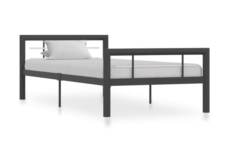 Sängram grå och vit metall 100x200 cm - Grå - Sängram & sängstomme