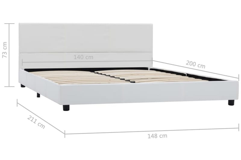 Sängram hydraulisk förvaring vit konstläder 180x200 cm - Vit - Sängram & sängstomme