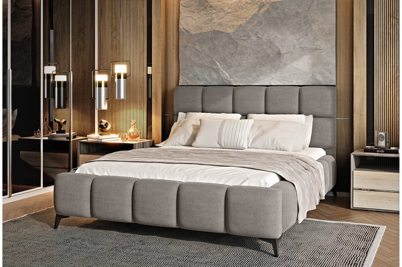 Sängram Kanika med Förvaring 140x200 cm - Beige - Möbler - Säng - Sängram & sängstomme