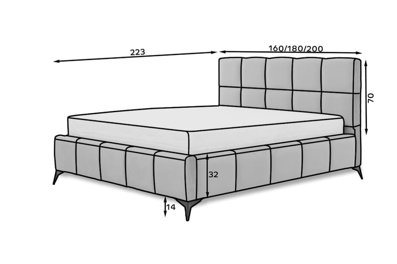 Sängram Kanika med Förvaring 140x200 cm - Beige - Sängram & sängstomme