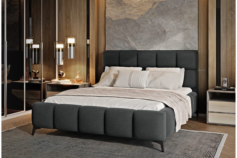 Sängram Kanika med Förvaring 140x200 cm - Grå - Möbler - Säng - Sängram & sängstomme