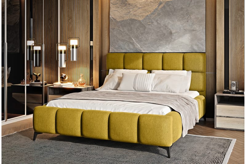 Sängram Kanika med Förvaring 140x200 cm - Gul - Möbler - Säng - Sängram & sängstomme