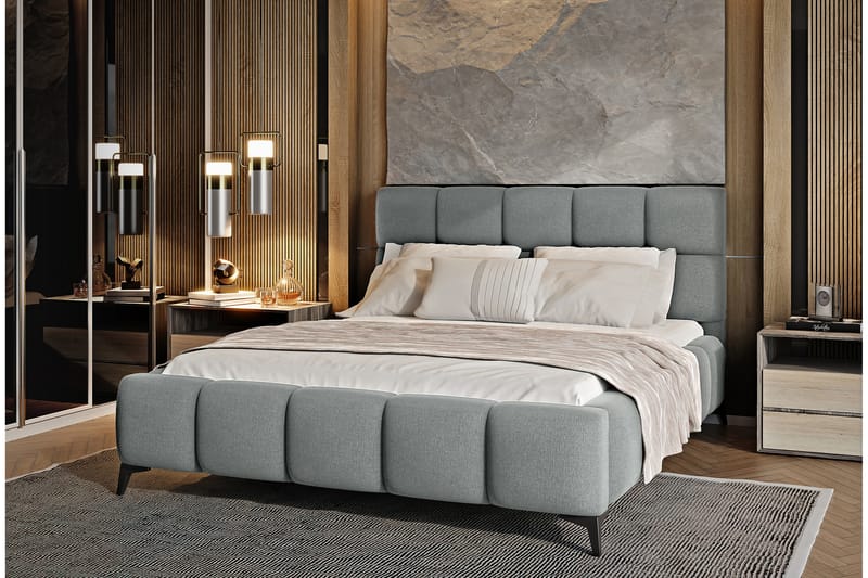 Sängram Kanika med Förvaring 140x200 cm - Mörkgrå - Möbler - Säng - Sängram & sängstomme