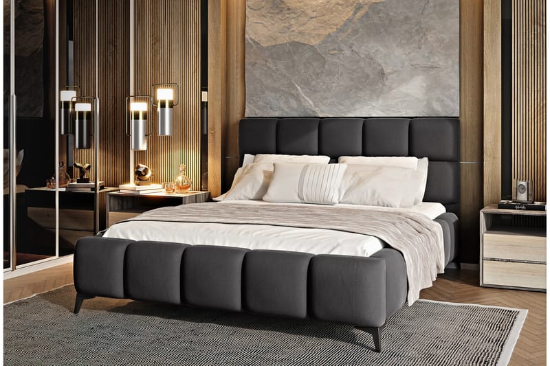 Sängram Kanika med Förvaring 140x200 cm - Mörkgrå - Möbler - Säng - Sängram & sängstomme