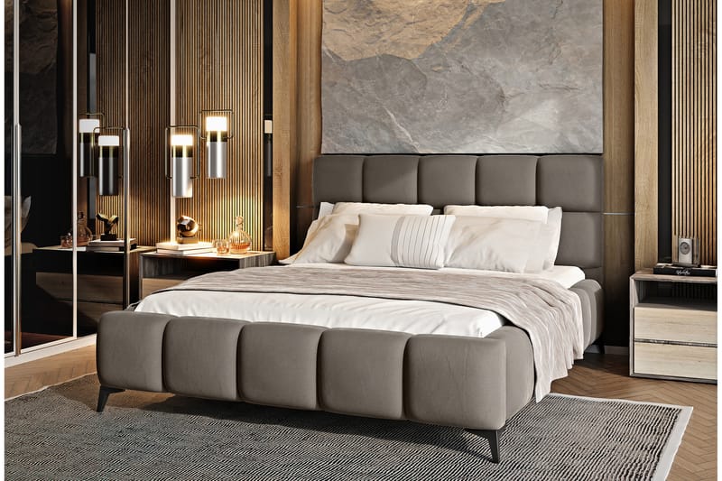 Sängram Kanika med Förvaring 160x200 cm - Beige - Möbler - Säng - Sängram & sängstomme
