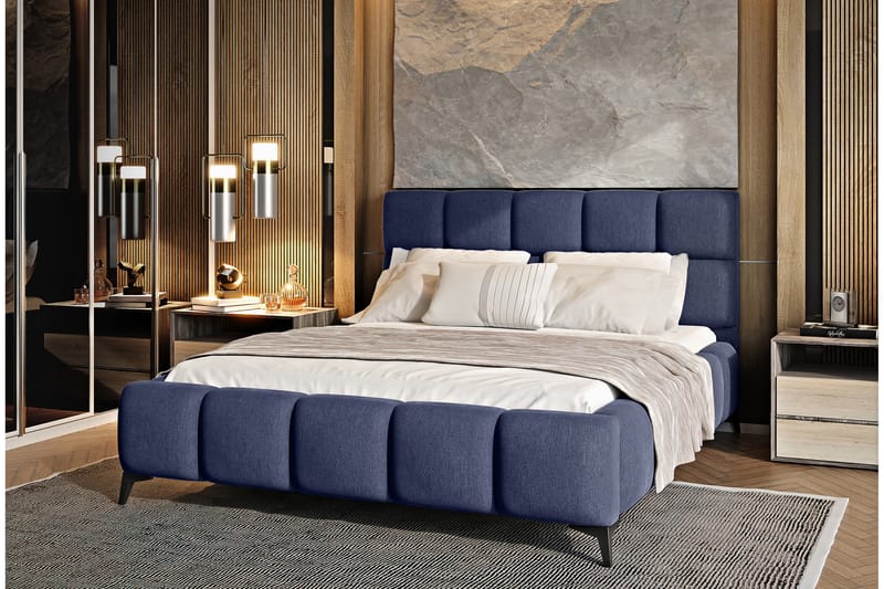 Sängram Kanika med Förvaring 160x200 cm - Blå - Möbler - Säng - Sängram & sängstomme