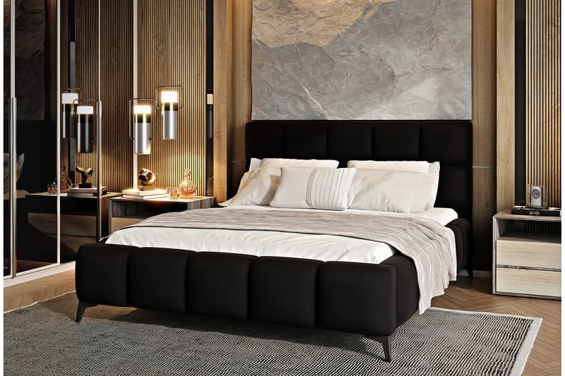 Sängram Kanika med Förvaring 160x200 cm - Svart - Möbler - Säng - Sängram & sängstomme