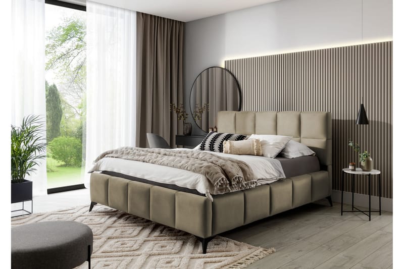 Sängram Kanika med Förvaring 180x200 cm - Beige - Möbler - Säng - Sängram & sängstomme