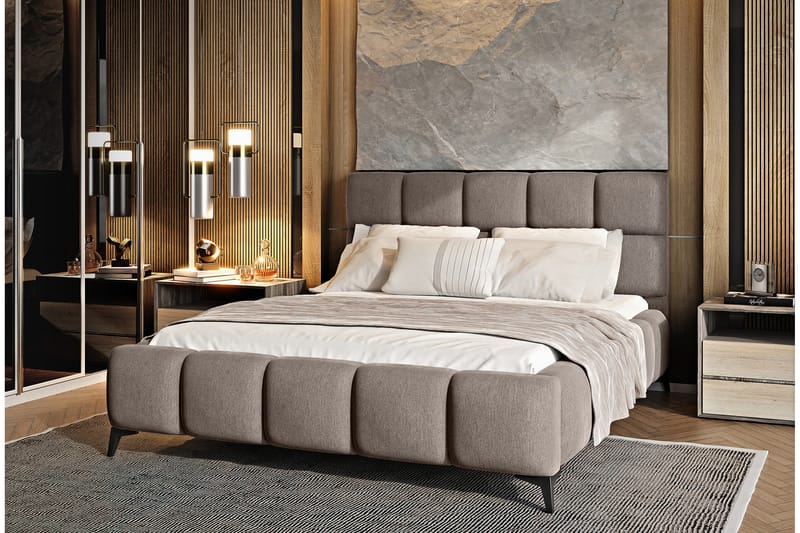 Sängram Kanika med Förvaring 180x200 cm - Beige - Möbler - Säng - Sängram & sängstomme