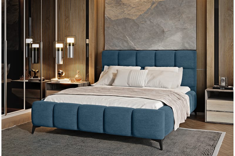 Sängram Kanika med Förvaring 180x200 cm - Blå - Möbler - Säng - Sängram & sängstomme
