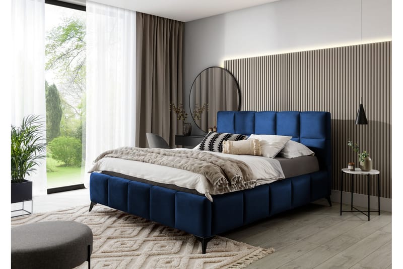 Sängram Kanika med Förvaring 180x200 cm - Blå - Möbler - Säng - Sängram & sängstomme
