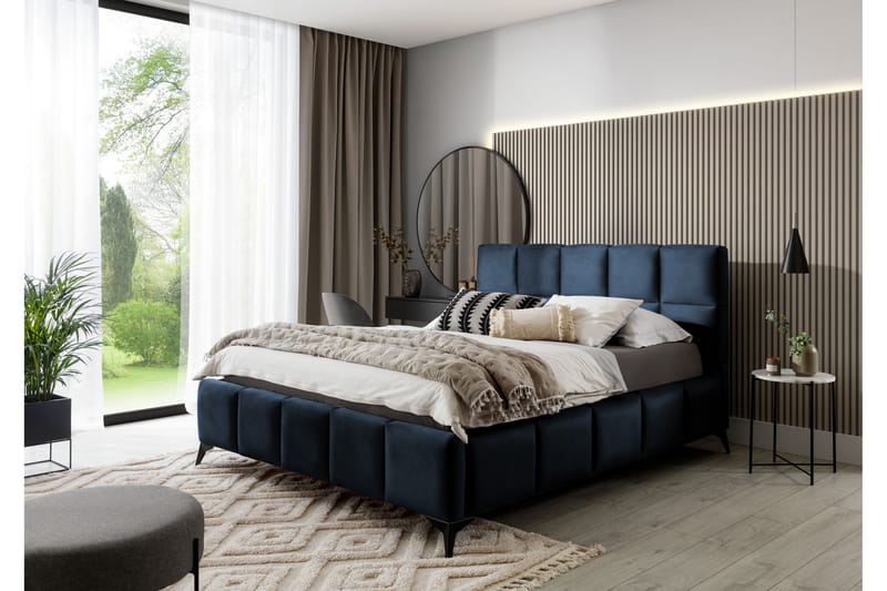 Sängram Kanika med Förvaring 180x200 cm - Blå - Möbler - Säng - Sängram & sängstomme