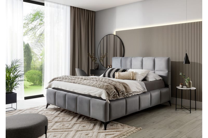 Sängram Kanika med Förvaring 180x200 cm - Grå - Möbler - Säng - Sängram & sängstomme