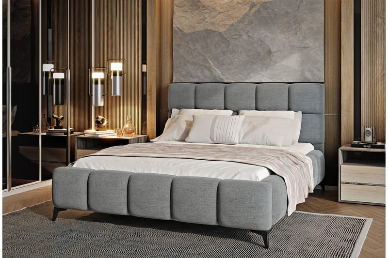 Sängram Kanika med Förvaring 180x200 cm - Grå - Möbler - Säng - Sängram & sängstomme