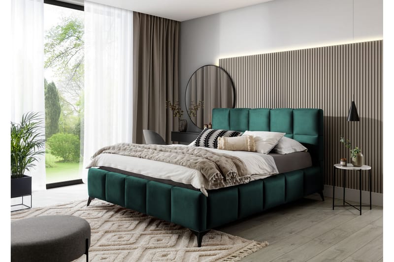 Sängram Kanika med Förvaring 180x200 cm - Grön - Möbler - Säng - Sängram & sängstomme