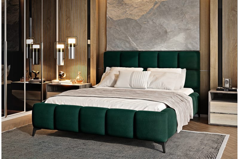 Sängram Kanika med Förvaring 180x200 cm - Grön - Möbler - Säng - Sängram & sängstomme