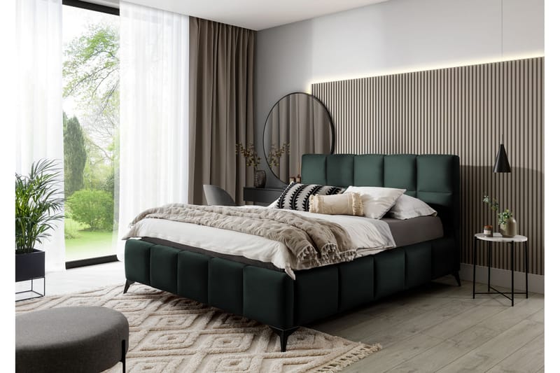 Sängram Kanika med Förvaring 180x200 cm - Grön - Sängram & sängstomme