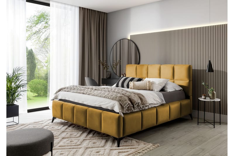 Sängram Kanika med Förvaring 180x200 cm - Gul - Möbler - Säng - Sängram & sängstomme