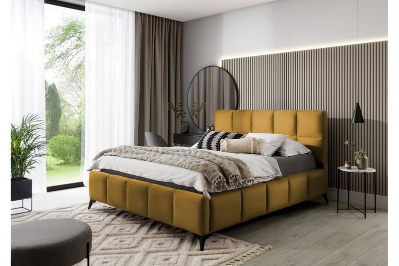 Sängram Kanika med Förvaring 180x200 cm - Gul - Möbler - Säng - Sängram & sängstomme