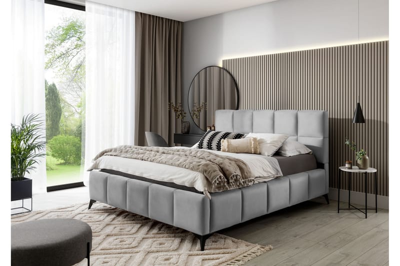 Sängram Kanika med Förvaring 180x200 cm - Ljusgrå - Möbler - Säng - Sängram & sängstomme