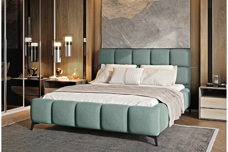 Sängram Kanika med Förvaring 180x200 cm - Ljusgrön - Möbler - Säng - Sängram & sängstomme