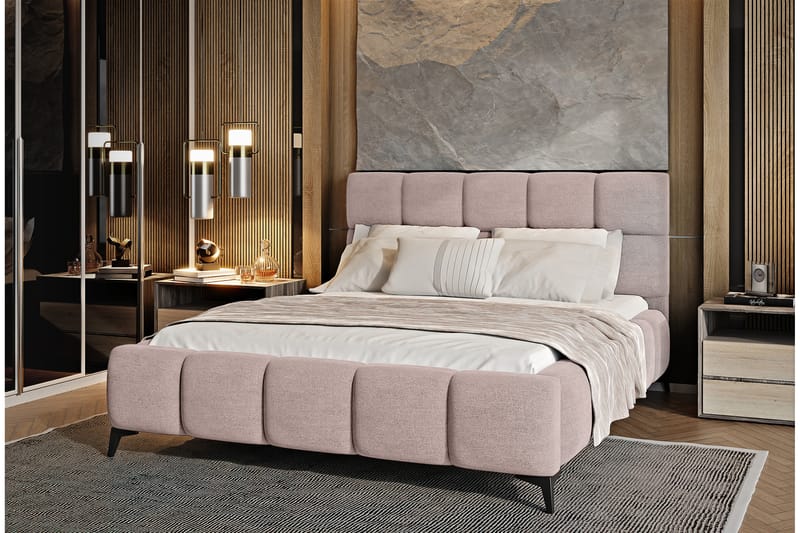 Sängram Kanika med Förvaring 180x200 cm - Ljusrosa - Möbler - Säng - Sängram & sängstomme