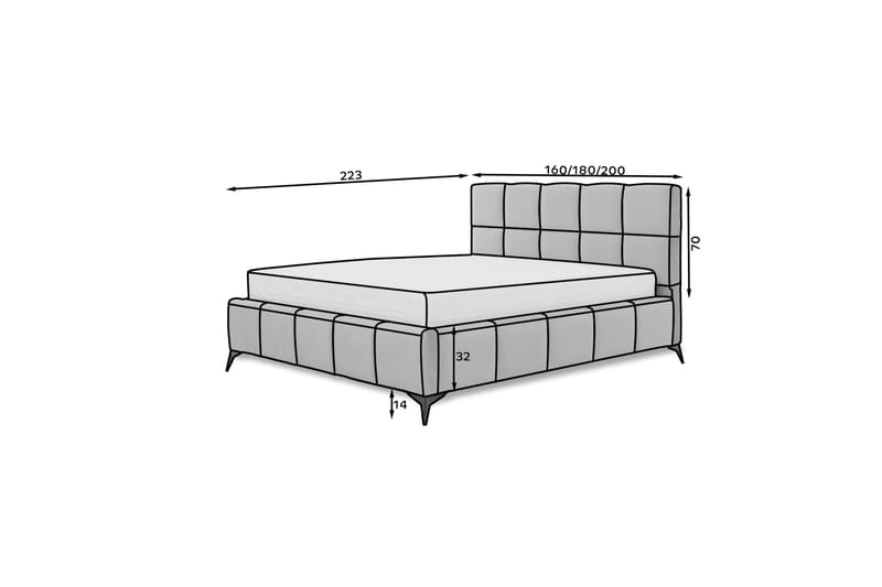 Sängram Kanika med Förvaring 180x200 cm - Mörkgrå - Möbler - Säng - Sängram & sängstomme